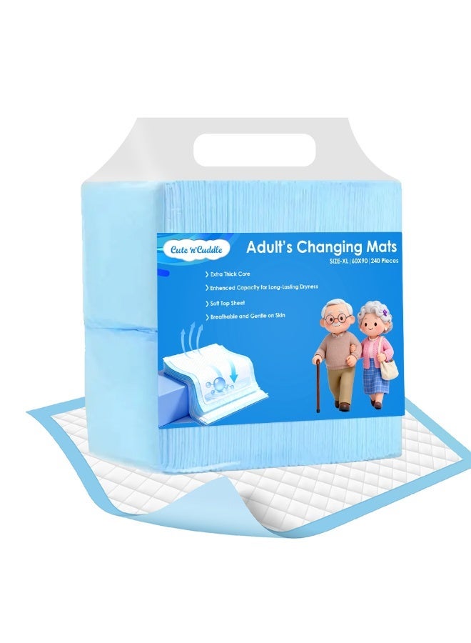 Cute 'n' Cuddle Cute N Cuddle Adult Disposable Bed Pads 60x90cm – High Absorbency Incontinence Underpads, Waterproof Mattress Protector (blue, Pack Of 240) - Image 1